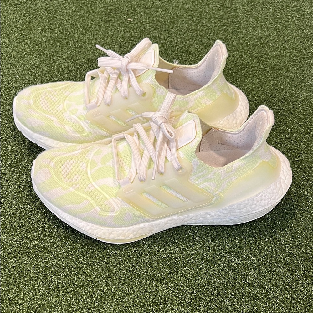 Adidas Light Yellow and White Running Shoes